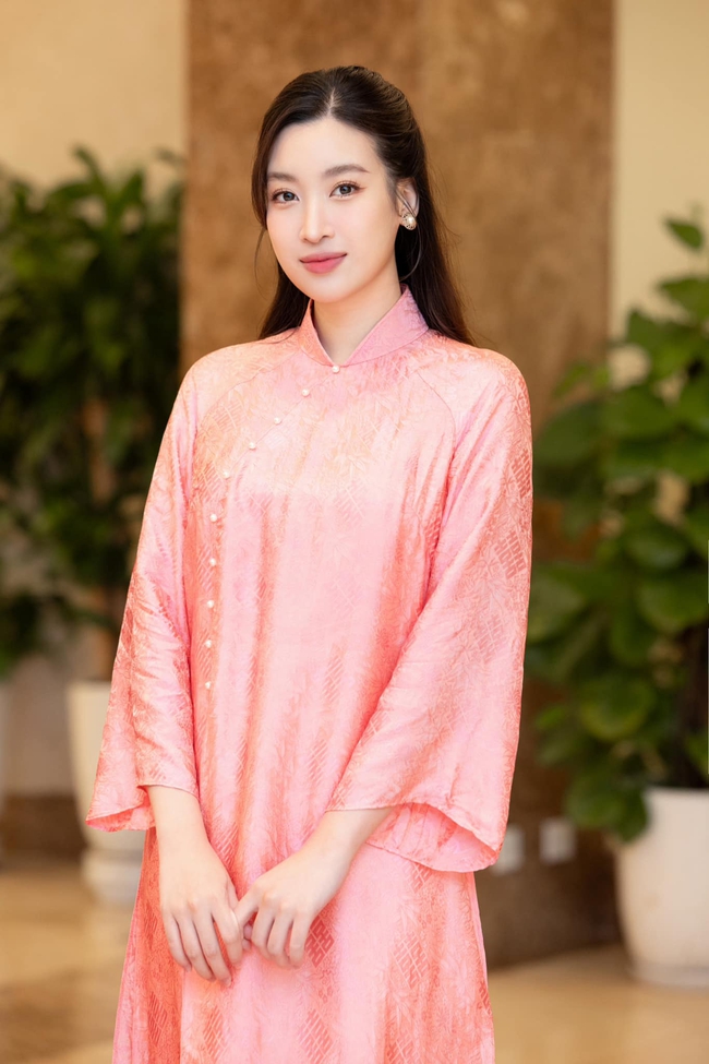 Hoa hậu Đỗ Mỹ Linh mặc áo dài xinh đẹp như mộng đón Tết Nguyên đán 2024- Ảnh 6.