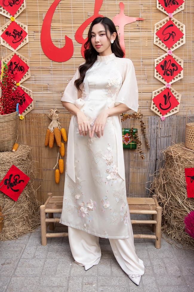 Ngây ngất ngắm 7 Hoa hậu, Á hậu mặc áo dài đẹp "gây thương nhớ" dịp Tết Nguyên đán 2024- Ảnh 8.
