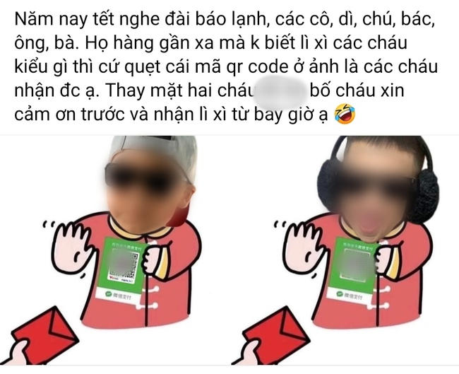 Rộ mốt in mã QR code gắn lên kẹp tóc trẻ em để nhận lì xì Tết- Ảnh 1.