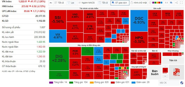 Có thời điểm VN-Index giảm sâu hơn 41 điểm, 