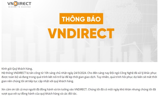 VNDirector liên tục trấn an nhà đầu tư, khi nào hệ thống VNDirect hoạt động trở lại?- Ảnh 1.
