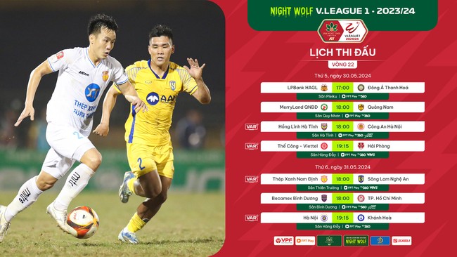 Lịch phát sóng trực tiếp vòng 22 V.League 2023/2024: Kịch tính cao độ!- Ảnh 1.