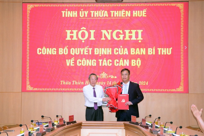 Ủy viên Ủy ban Kiểm tra Trung ương được Ban Bí thư điều động làm Phó Bí thư Tỉnh ủy Thừa Thiên Huế- Ảnh 1.