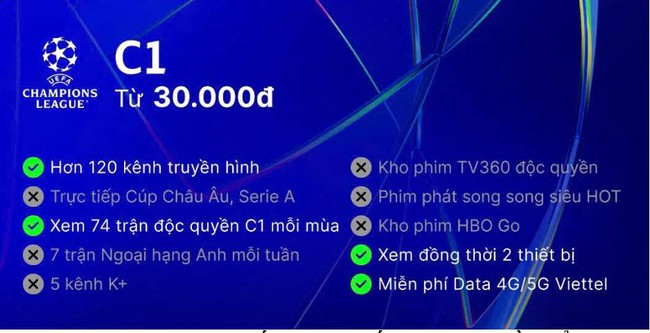 Đại tiệc Champion League trở lại trên TV360 cùng hệ gói cước mới siêu hấp dẫn - Ảnh 2.