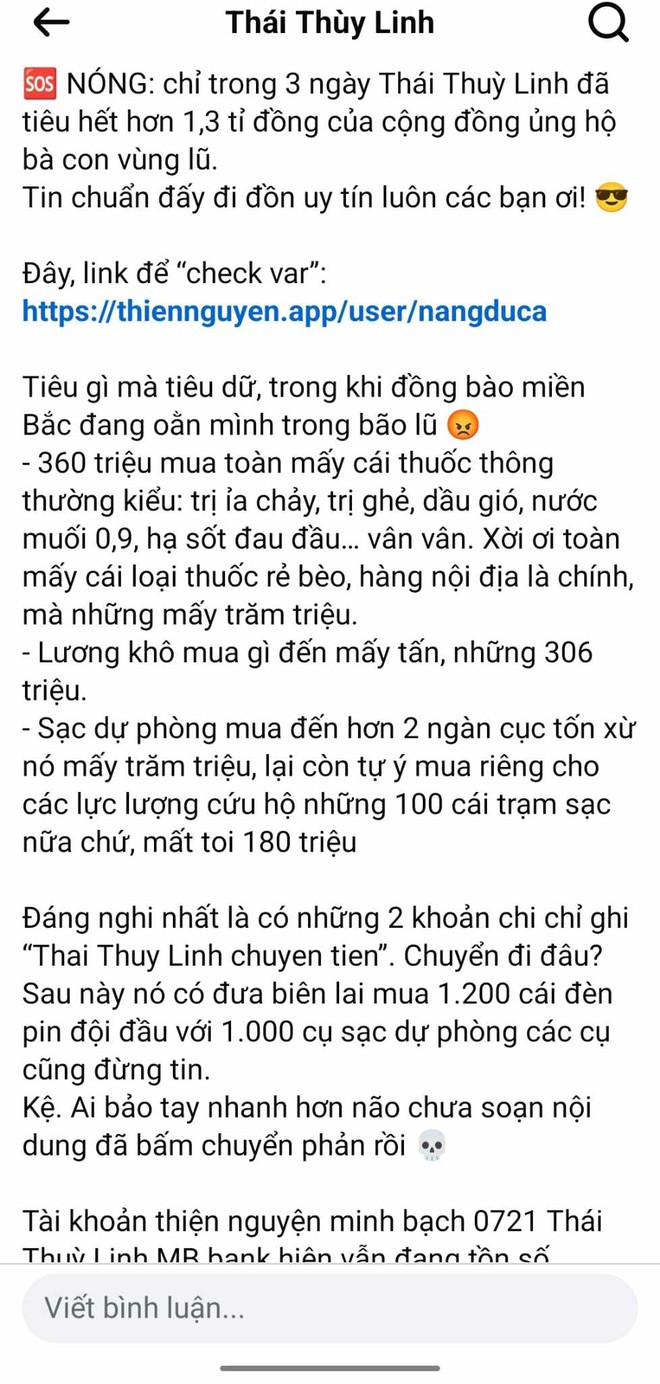 Nữ ca sĩ kêu gọi 2,1 tỷ đồng ủng hộ đồng bào vùng lũ, dùng 1,4 tỷ đồng trong 1 tuần tự “bóc" sao kê- Ảnh 3.