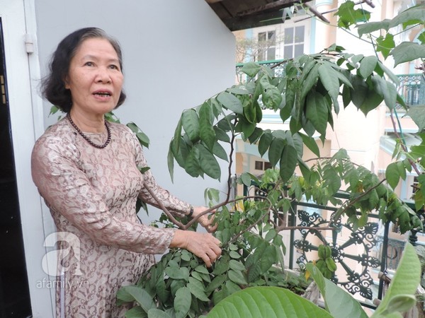 Cô Nguyễn Thị Quýt đã chuẩn bị lễ phục để đi dự một sự kiện quan trọng. Tuy nhiên, khi nghe chúng tôi nói về vườn rau trong nhà, cô đã rất đồng cảm và chấp nhận đi trễ để nán lại trò chuyện.