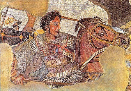 Chân dung Alexander dẫn quân đi chinh phạt Ba Tư được thêu trên một tấm thảm.