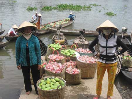 Phân loại trái cây, chuẩn bị đưa ra chợ tết.