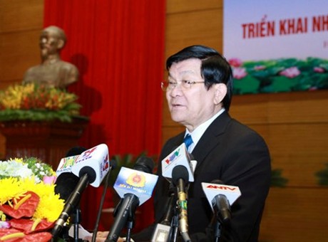 Chủ tịch nước Trương Tấn Sang giao nhiệm vụ cho ngành Kiểm sát. (Nguồn ảnh: VGP)