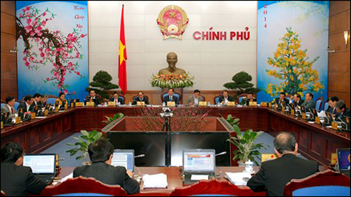 Thủ tướng Nguyễn Tấn Dũng chủ trì phiên họp Chính phủ tháng 1.2014.