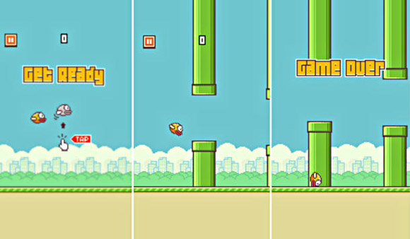 Ảnh chụp màn hình trò chơi Flappy Bird.