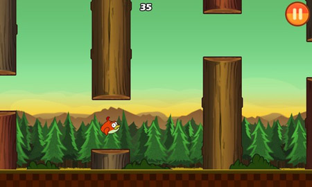 Một cảnh chơi của Ironpants mô phỏng theo flappy Bird