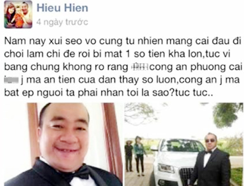 Facebook được cho là của Hiếu Hiền phân bua về chuyện xui rủi. 