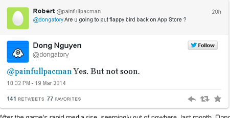 Đông xác nhận sẽ đưa Flappy Bird trở lại 