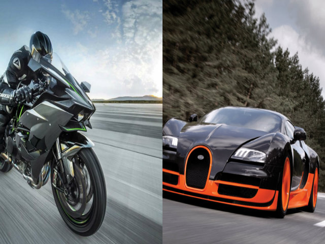 Kawasaki Ninja H2R “bạo gan” so kè Bugatti Veyron