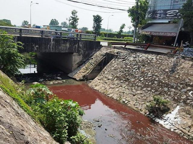 Kinh ngạc với màu nước kênh gần sân bay Tân Sơn Nhất