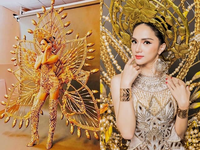 Trang phục truyền thống nặng 55 kg của Hương Giang tại Hoa hậu Chuyển giới