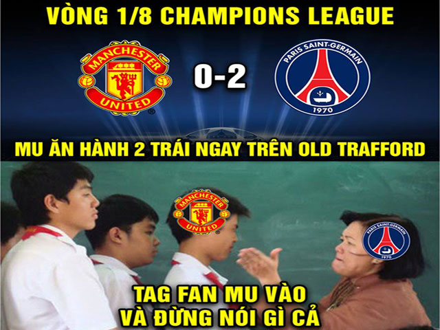 Thua choáng váng PSG, MU nhận ”cơn mưa ảnh chế” trên mạng xã hội