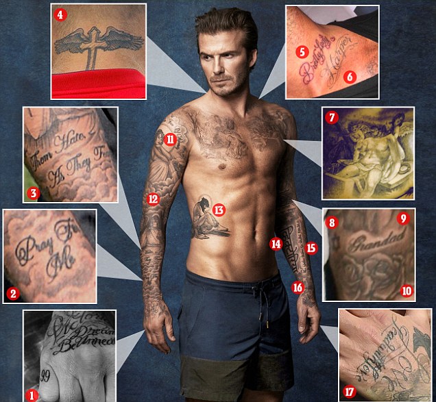 Mua Combo 5 tấm hình xăm dán tattoo cao cấp 10x20cm HÀNG CHỮ TRÊN NGƯỜI DAVID  BECKHAM (Quà tặng kèm: 1 hình xăm dán rất đẹp! tại PTM shop | Tiki