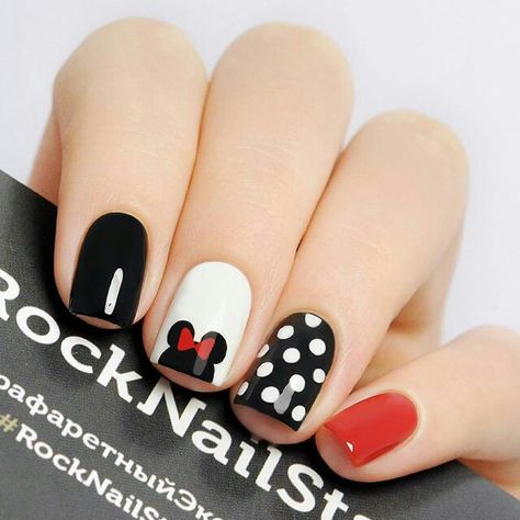 Nail vẽ chuột Mickey Mini  캐릭터 네일  character nail  Móng tay Hoa cúc  Hoạt họa