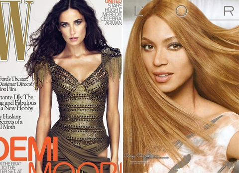 Hai ngôi sao Demi Moore và Beyonce đều từng trở thành nạn nhân của photoshop