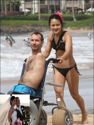 Nick Vujicic hạnh phúc với người vợ Kanae Miyahara.