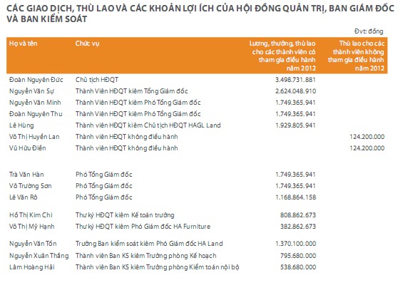 Nguồn: HAG - Báo cáo thường niên 2012