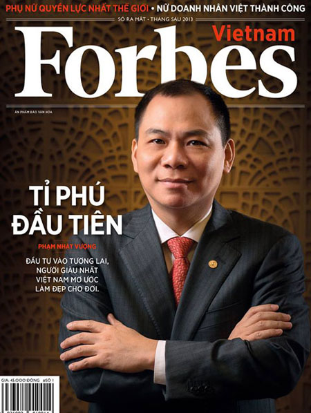 Hình ảnh trang bìa tạp chí Forbes Việt Nam ra số đầu tiên ngày 25/6.