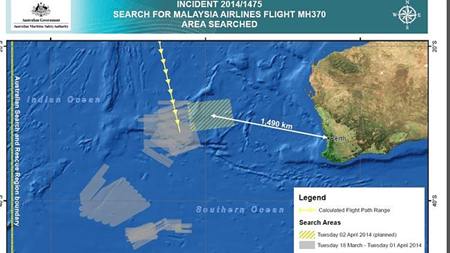 Bản đồ khu vực tập trung tìm kiếm MH370 hôm nay.