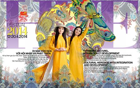 Poster chính thức của Festival Huế 2014 với hình ảnh của “2” Thân Thị Ái Hoa 