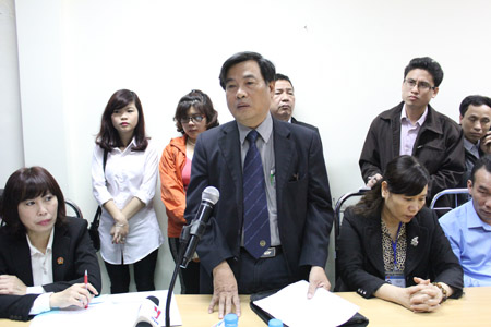 Ông Phạm Đức Bình phát biểu sau khi được đại điện TAND TP. Hà Nội xin lỗi công khai ngày 4.4. 