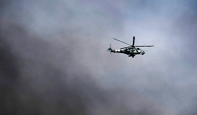 Những chiếc trực thăng của quân đội Ukraine tham gia chiến dịch.
