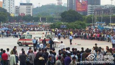 Vụ tấn công dao xảy ra vào khoảng 11h30 ở phía trước nhà ga tàu hỏa Quảng Châu. 