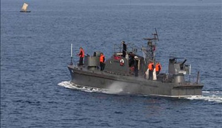 Một tàu tuần tra của Hải quân Triều Tiên đang làm nhiệm vụ.