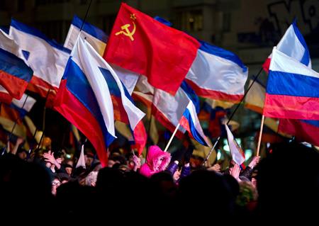 Biểu tình ủng hộ Nga tại bán đảo Crimea.