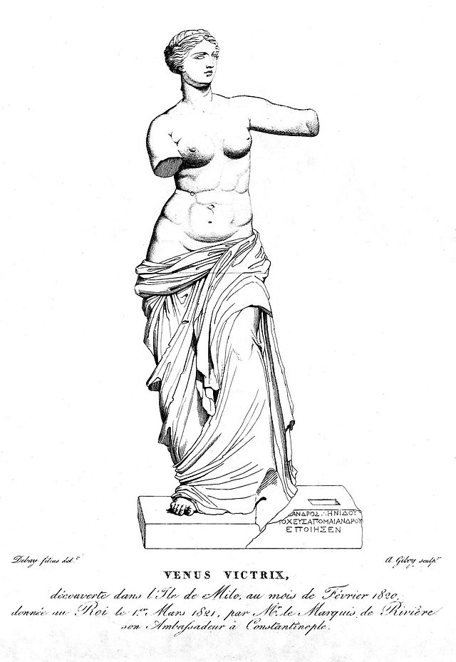 Hình cận cảnh tượng Venus de Milo trưng bày tại bảo tàng Louvre, Pháp