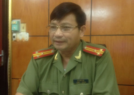 Thượng tá Nguyễn Long Vân, phát ngôn CA tỉnh Hải Dương làm việc với phóng viên Dân trí.