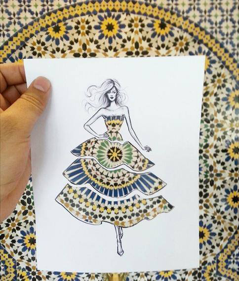 Lỗ thủng” kỳ diệu trên phác thảo thời trang của họa sĩ Ả Rập