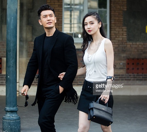 Huỳnh Hiểu Minh và Angela Baby tình tứ ở show Givenchy