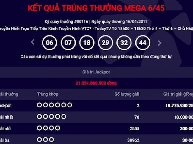 Xổ số Vietlott: Lại có 2 người chia nhau giải jackpot “khủng”