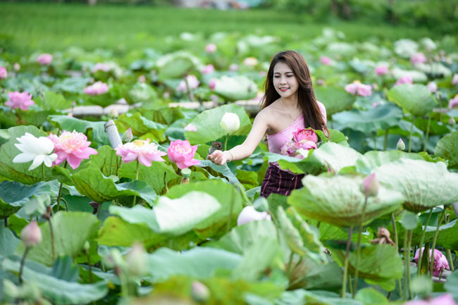 thieu nu lao khoe dang ngoc ben sen dau ha hinh anh 14