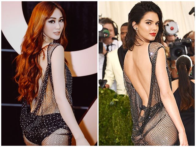 2 chiếc váy hở 90% cơ thể của Khánh My và Kendall Jenner