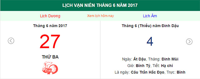 Âm lịch hôm nay (27.6): Hôm nay giờ nào đẹp?