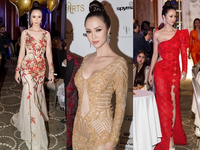 Vũ Ngọc Anh thay 3 bộ váy của NTK Patrick Phạm trong 1 sự kiện ở LHP Cannes