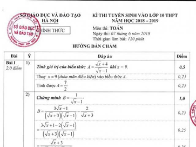 Hà Nội công bố đáp án môn Toán, Văn thi vào lớp 10