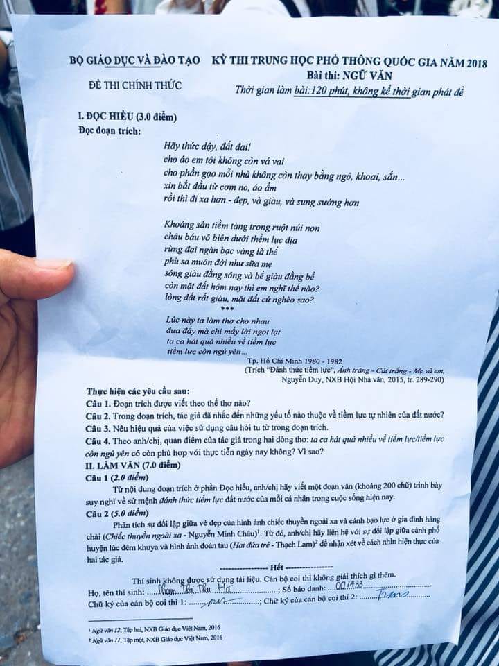 Đề Thi Ngữ Văn Thpt Quốc Gia: Thí Sinh Đánh Giá Đề 