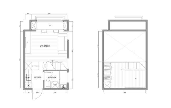 chung cu 22m2 bó trí khéo, gọn dén múc nhà rọng cũng 