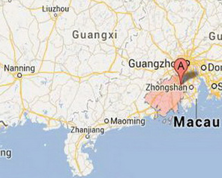 Vị trí thành phố Giang Môn thuộc tỉnh Quảng Đông - nơi dự kiến sẽ xây dựng nhà máy Uranium