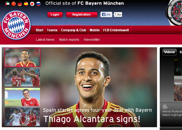 Thông tin chính thưc đăng tải trên website của Bayern Munich