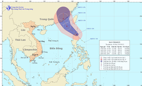 Dự báo đường đi của bão (Trung tâm Dự báo KTTVTW)